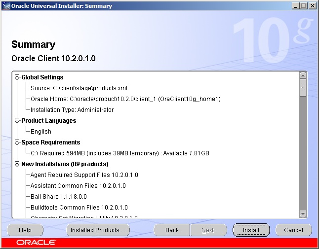 Oracle Client - Instalação 5